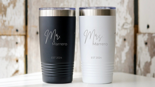 Groom and Bride Engraved Tumbler Set
