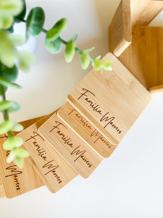Custom Acacia Wood Coaster Set