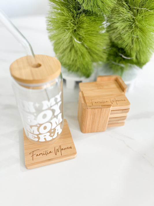 Custom Acacia Wood Coaster Set