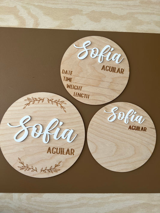 Custom Baby Arrival Round Announcement Set