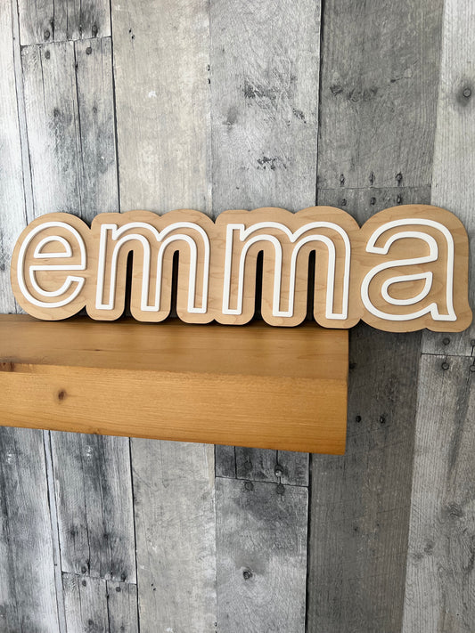 Custom Wooden Outlined Name
