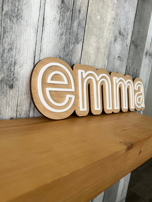 Custom Wooden Outlined Name